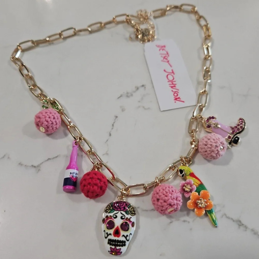 BETSEY JOHNSON SET Southwest Boho Charm Necklace and Cowboy Earrings NEW NWT - Picture 2 of 16